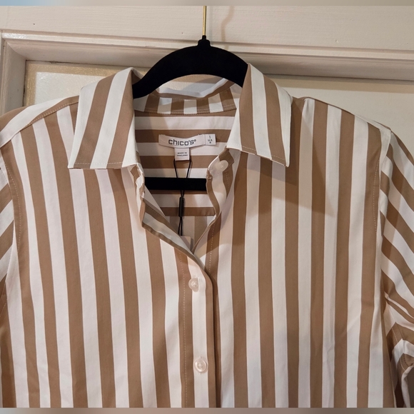Women's Chico's Neutral Striped Tunic, Size 8. NWT - Picture 7 of 16